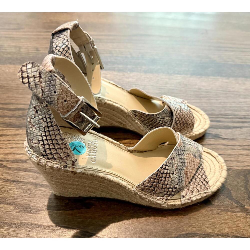 VINCE CAMUTO NEW Leather Espadrille Snake Skin Sandals 7.5 M - Picture 2 of 5